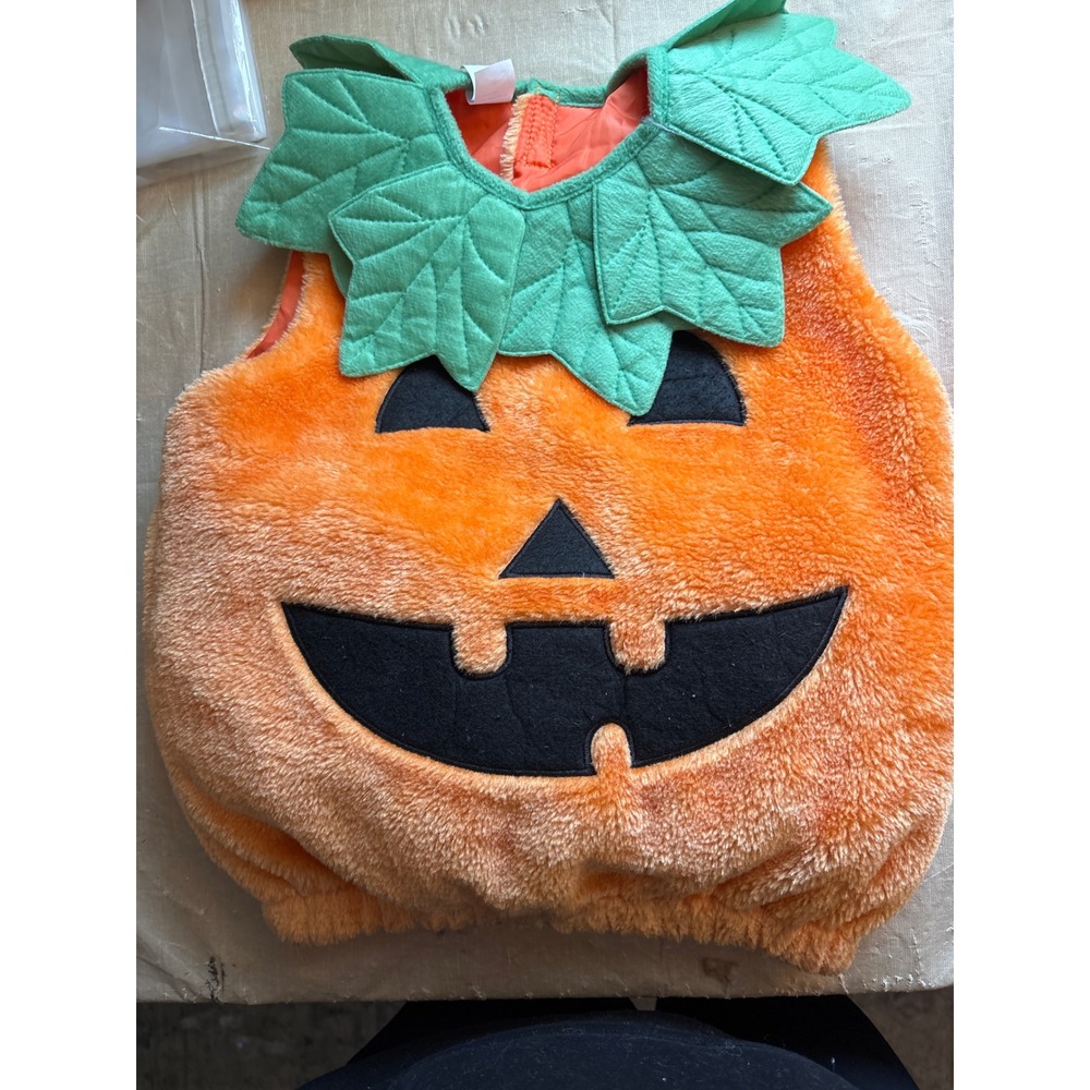 Spooktacular Creations Pumpkin Costume Vest Toddler 3T Orange Plush